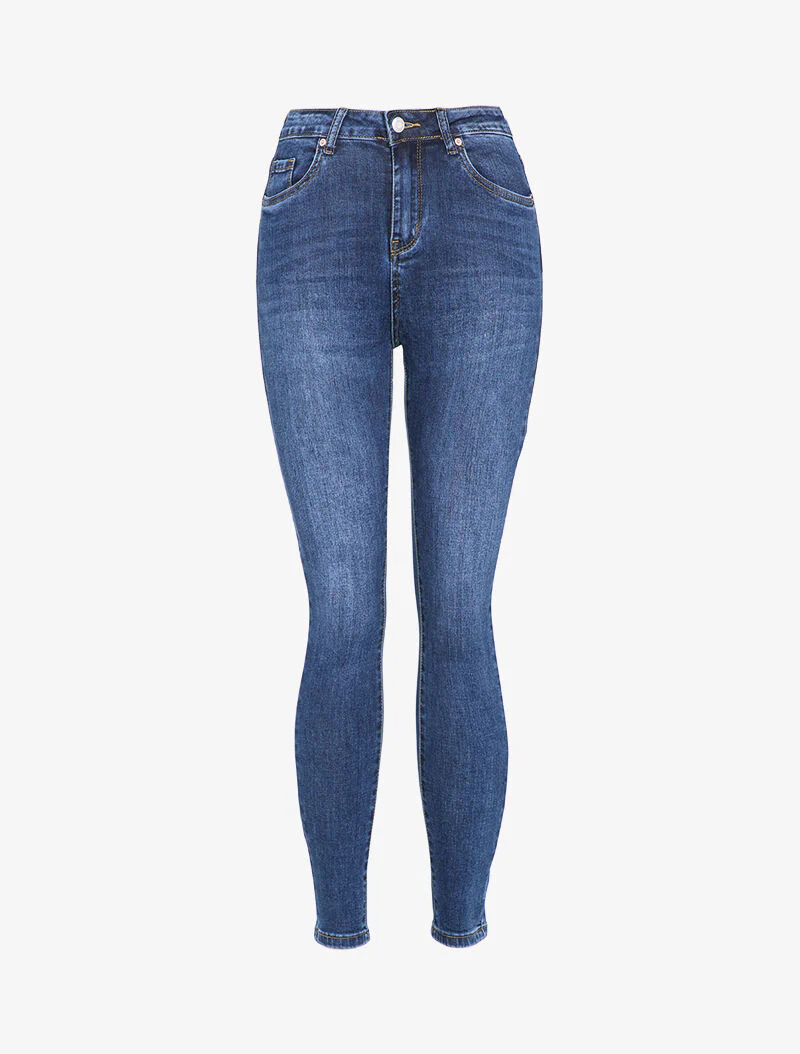 Licht gewassen skinny jeans met hoge taille - Blauw