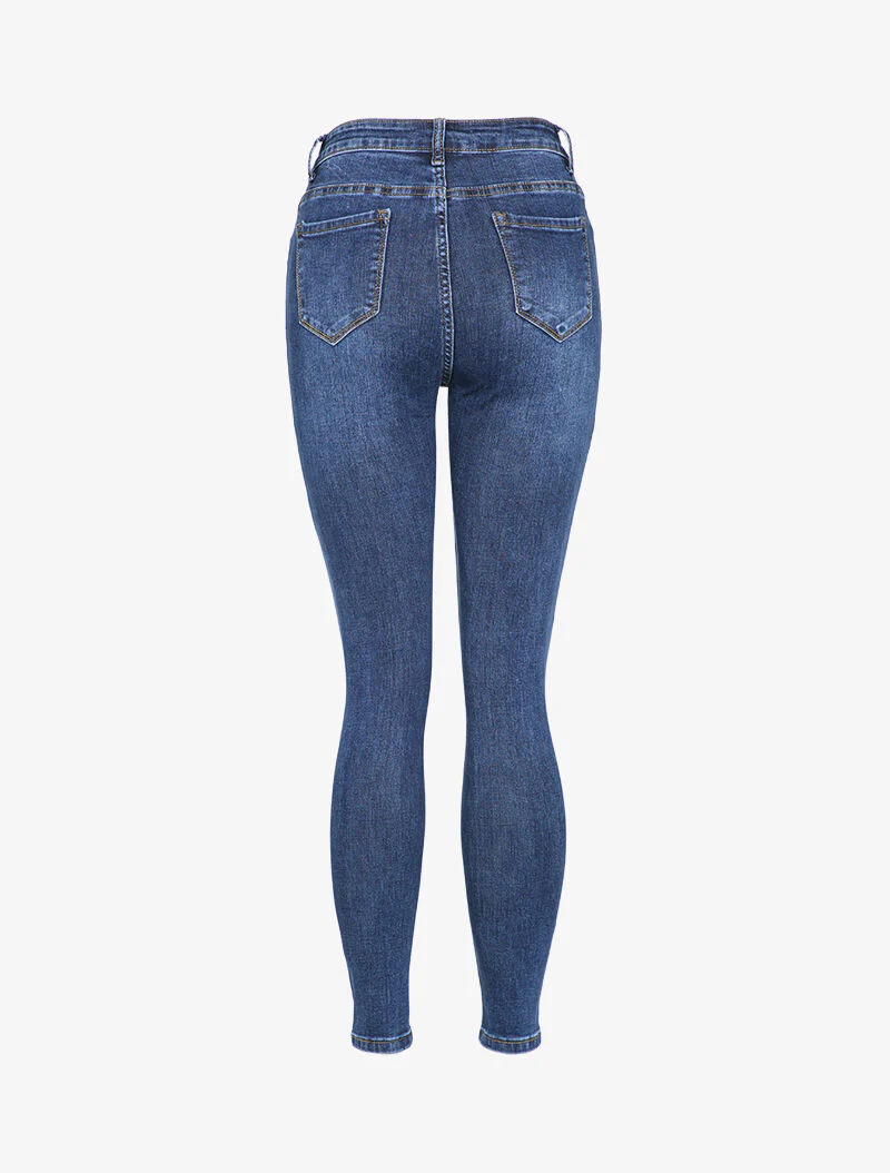 Licht gewassen skinny jeans met hoge taille - Blauw - Image 2
