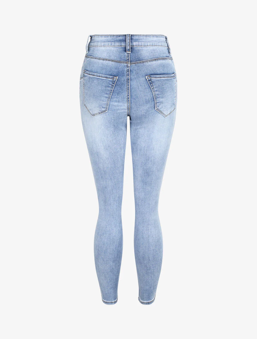 Skinny jeans met een verwassen en push-up effect - Blauwgrijs - Image 2