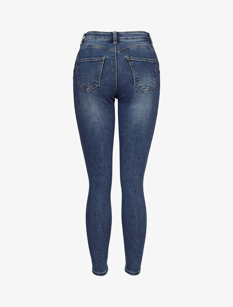 Skinny jeans met 2 knopen - Blauw denim - Image 2