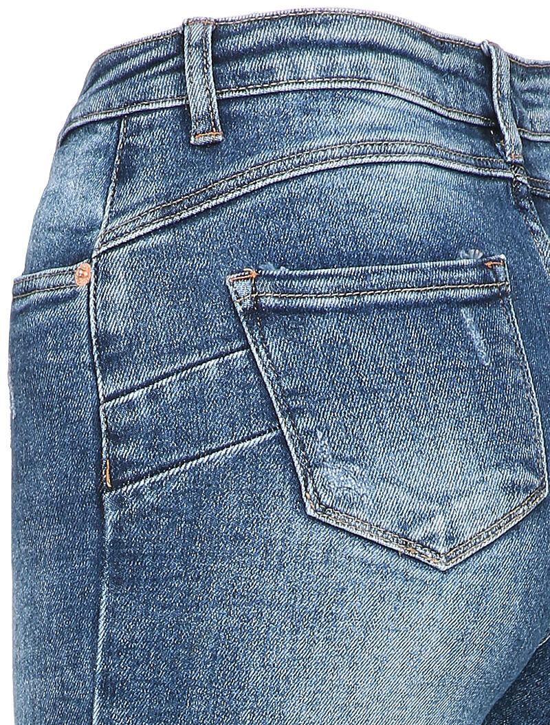 Skinny jeans met gewassen effect en onafgewerkte randen - Blauw denim - Image 3