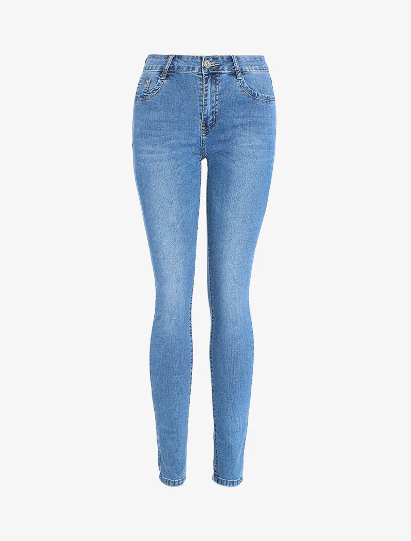 Skinny jeans met strass op de achterzakken - licht denim - Image 3