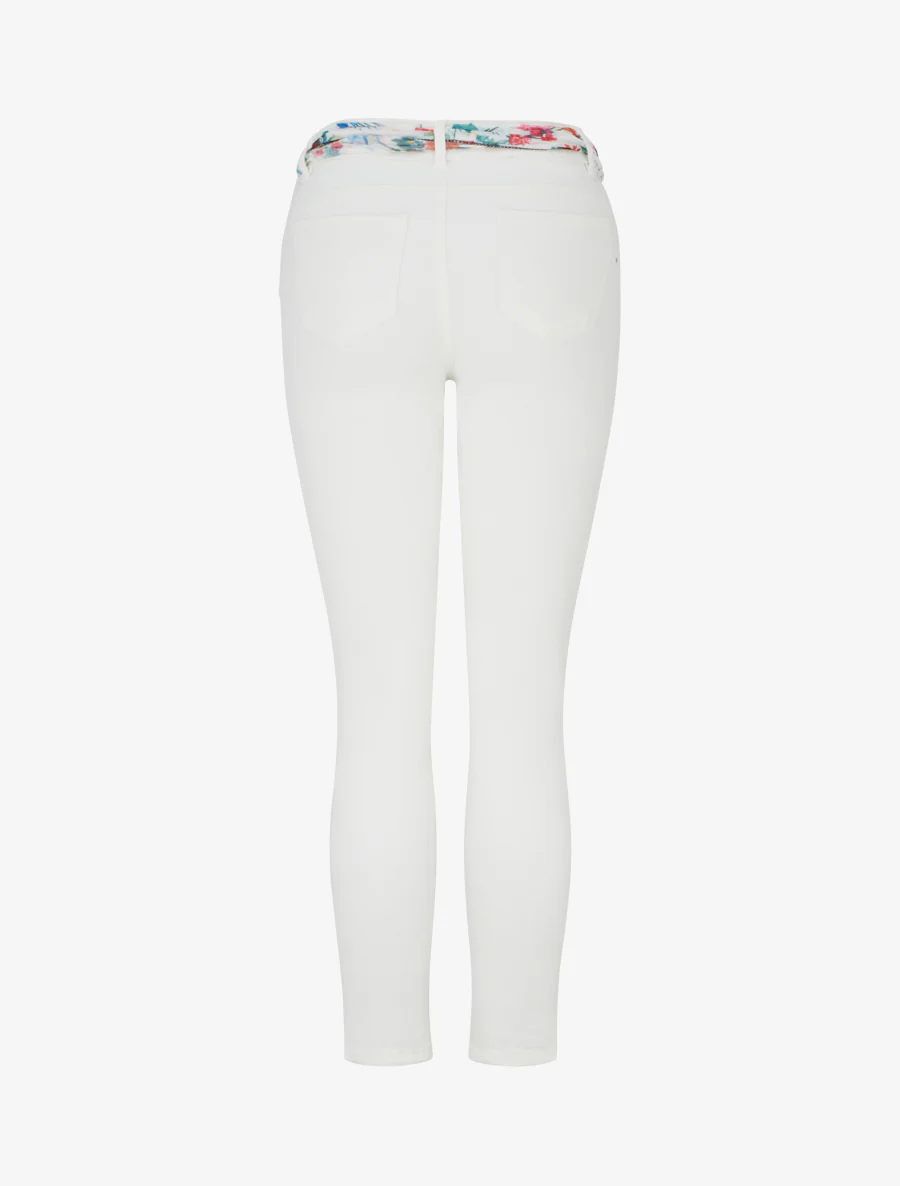 Skinny jeans met bedrukt riempje - Wit - Image 2