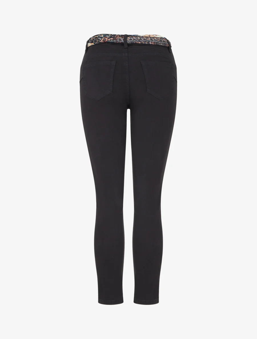 Skinny jeans met bedrukt riempje - Zwart - Image 2
