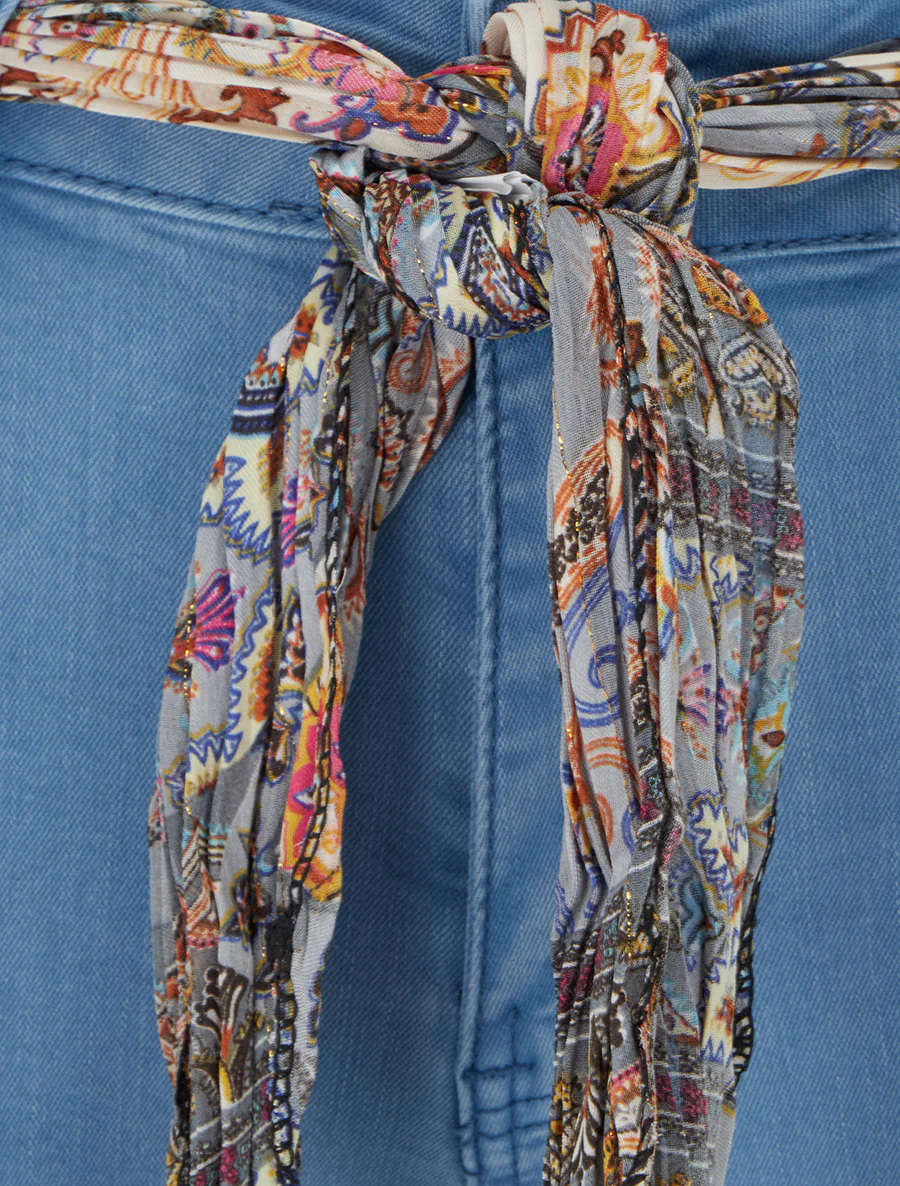 Skinny jeans met bedrukt riempje - Lichtblauw - Image 3