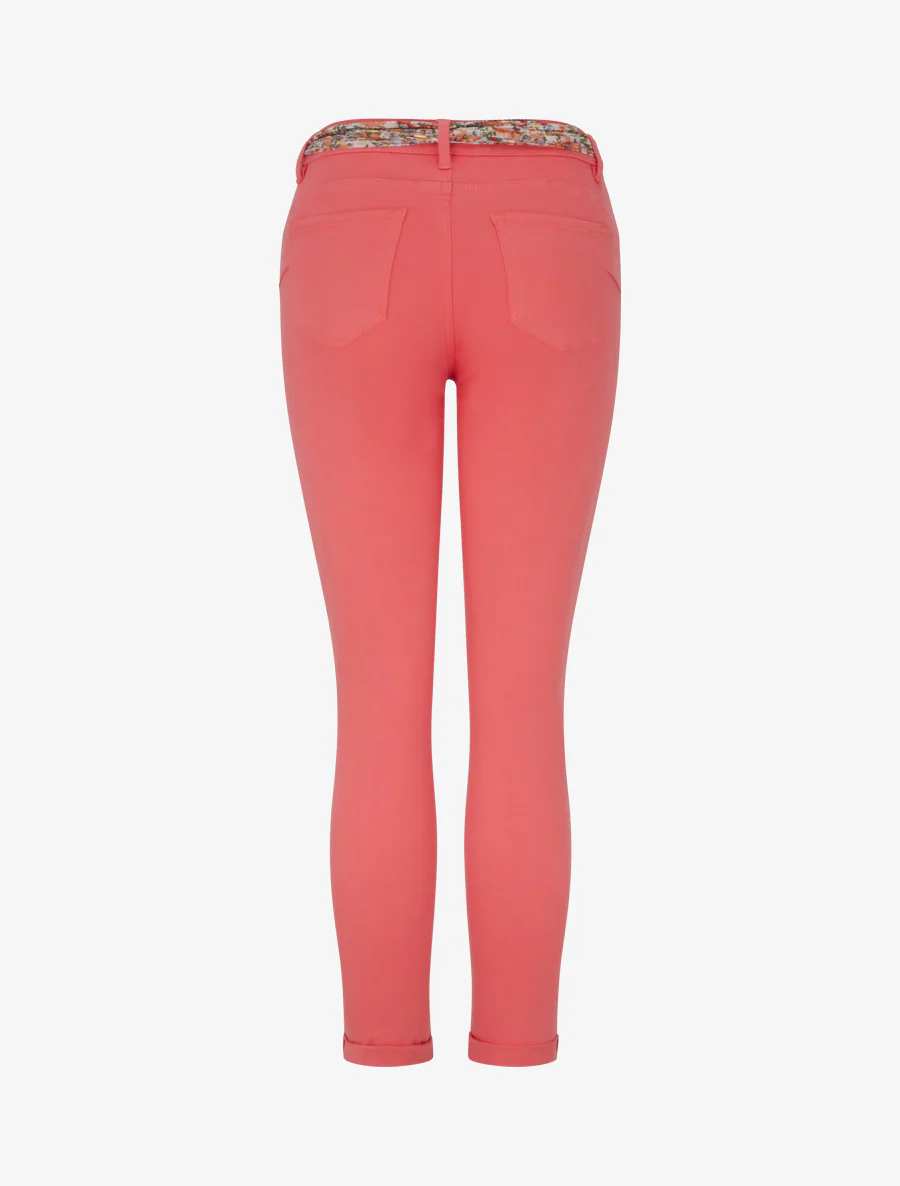 Skinny jeans met bedrukt riempje - Koraal - Image 2