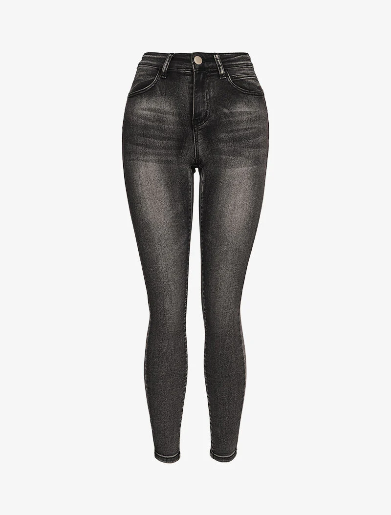 Skinny jeans met contrasterende stiksels op de achterzakken - Donkergrijs