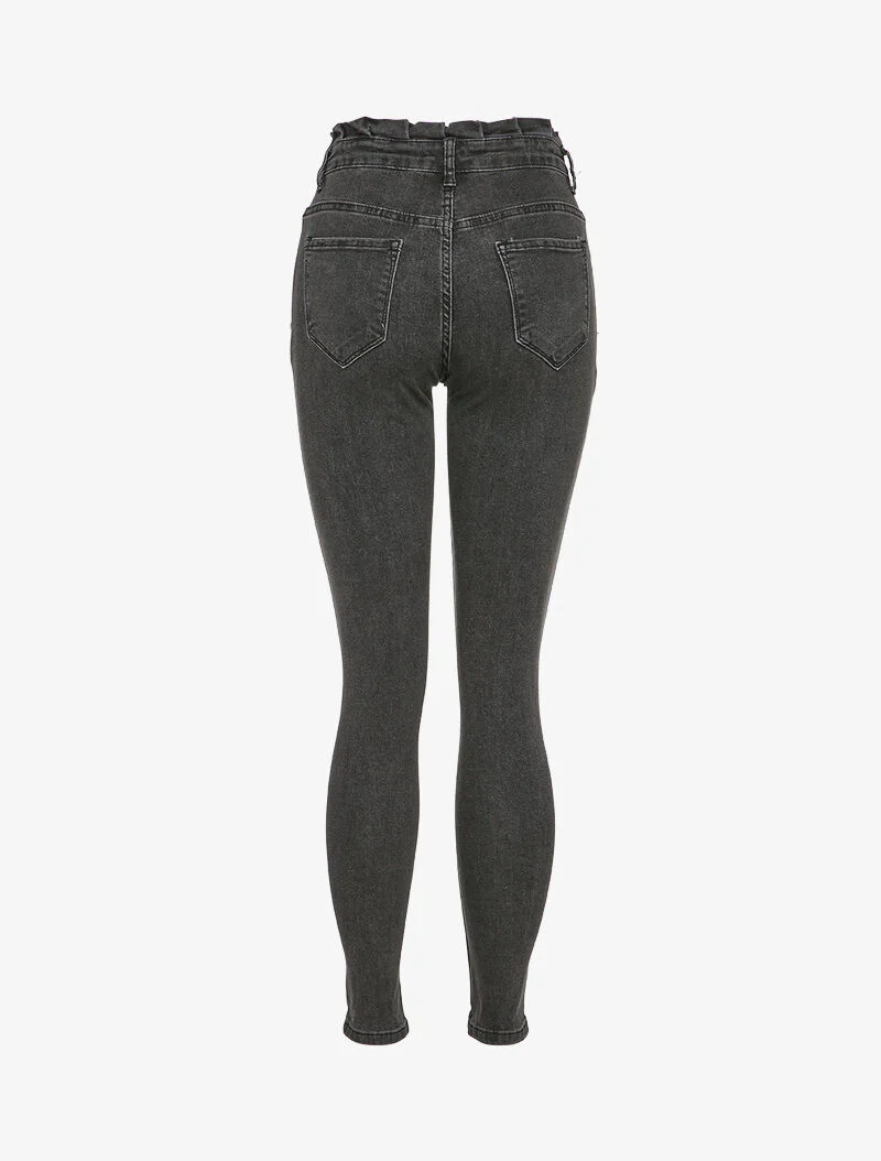 Skinny jeans met een gerimpelde taille - Donkergrijs - Image 2