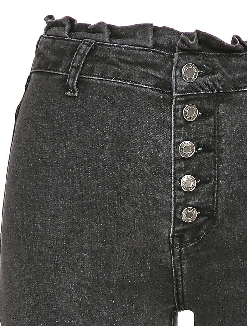 Skinny jeans met een gerimpelde taille - Donkergrijs - Image 3