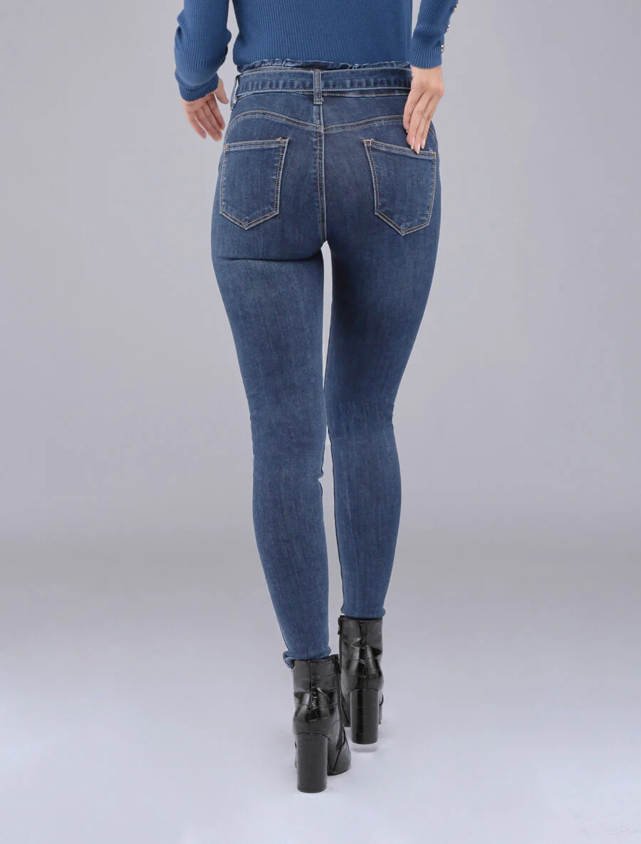 Skinny jeans met een standaard taille en geplooide details - Blauw denim - Image 2