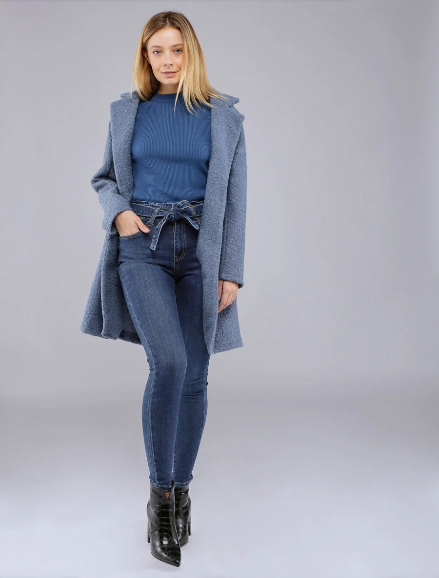 Skinny jeans met een standaard taille en geplooide details - Blauw denim - Image 3