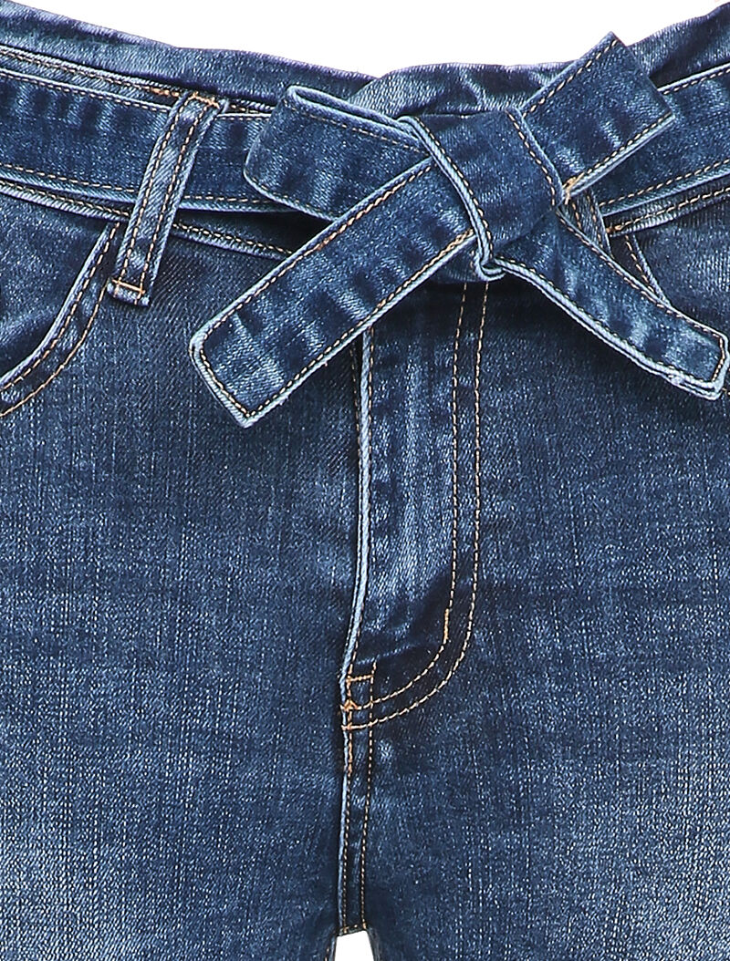 Skinny jeans met een standaard taille en geplooide details - Blauw denim - Image 6