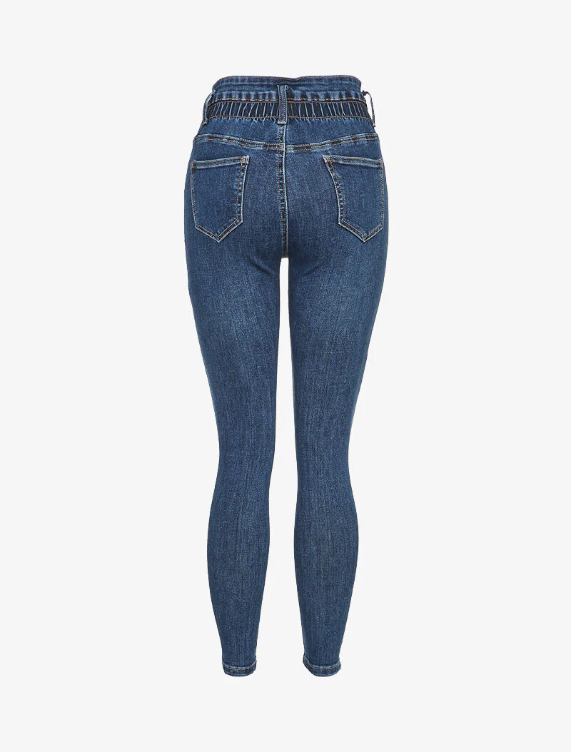 Skinny jeans met elastische taille - Blauw denim - Image 2