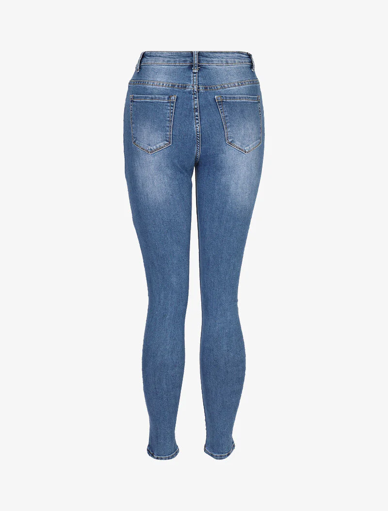 Skinny jeans met dubbele scheuren - licht denim - Image 2