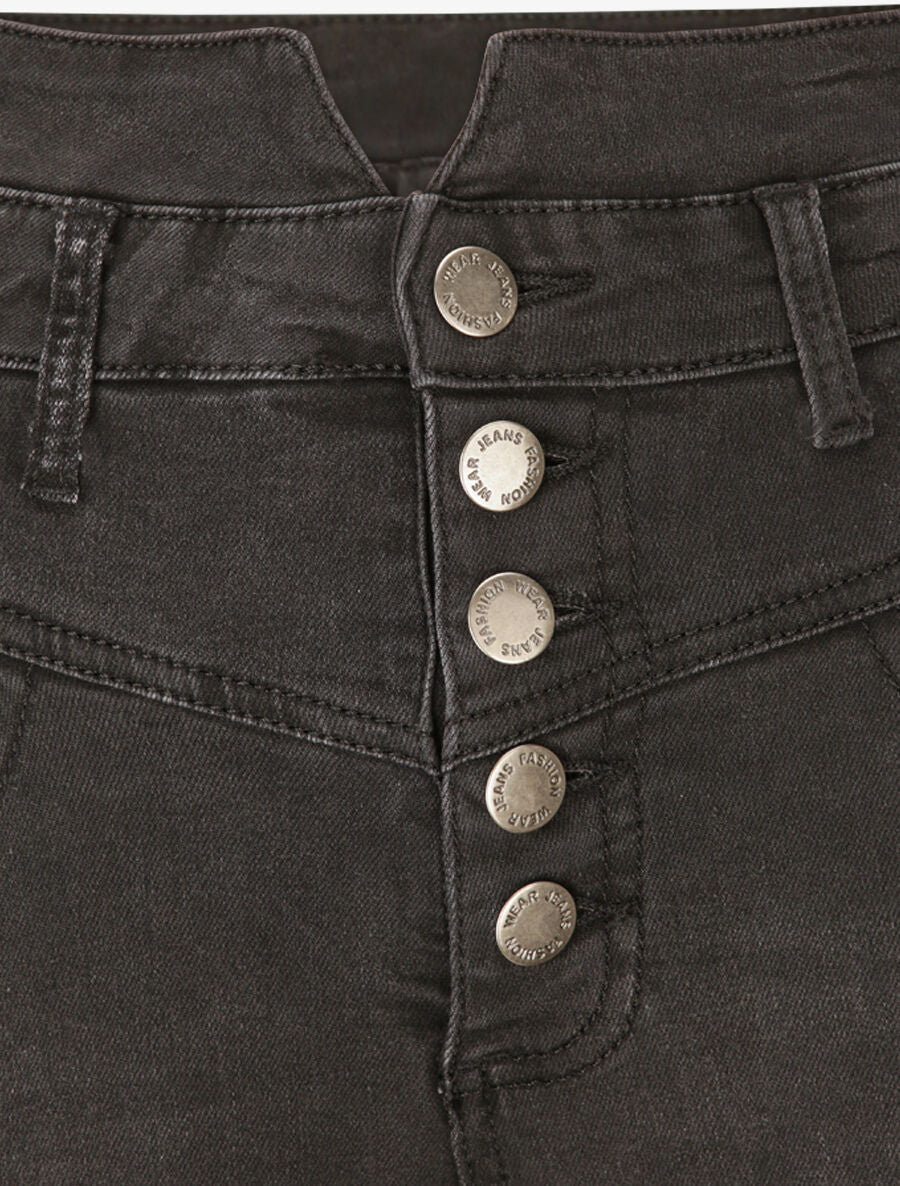 Skinny jeans met gespleten taille - Grijs - Image 3