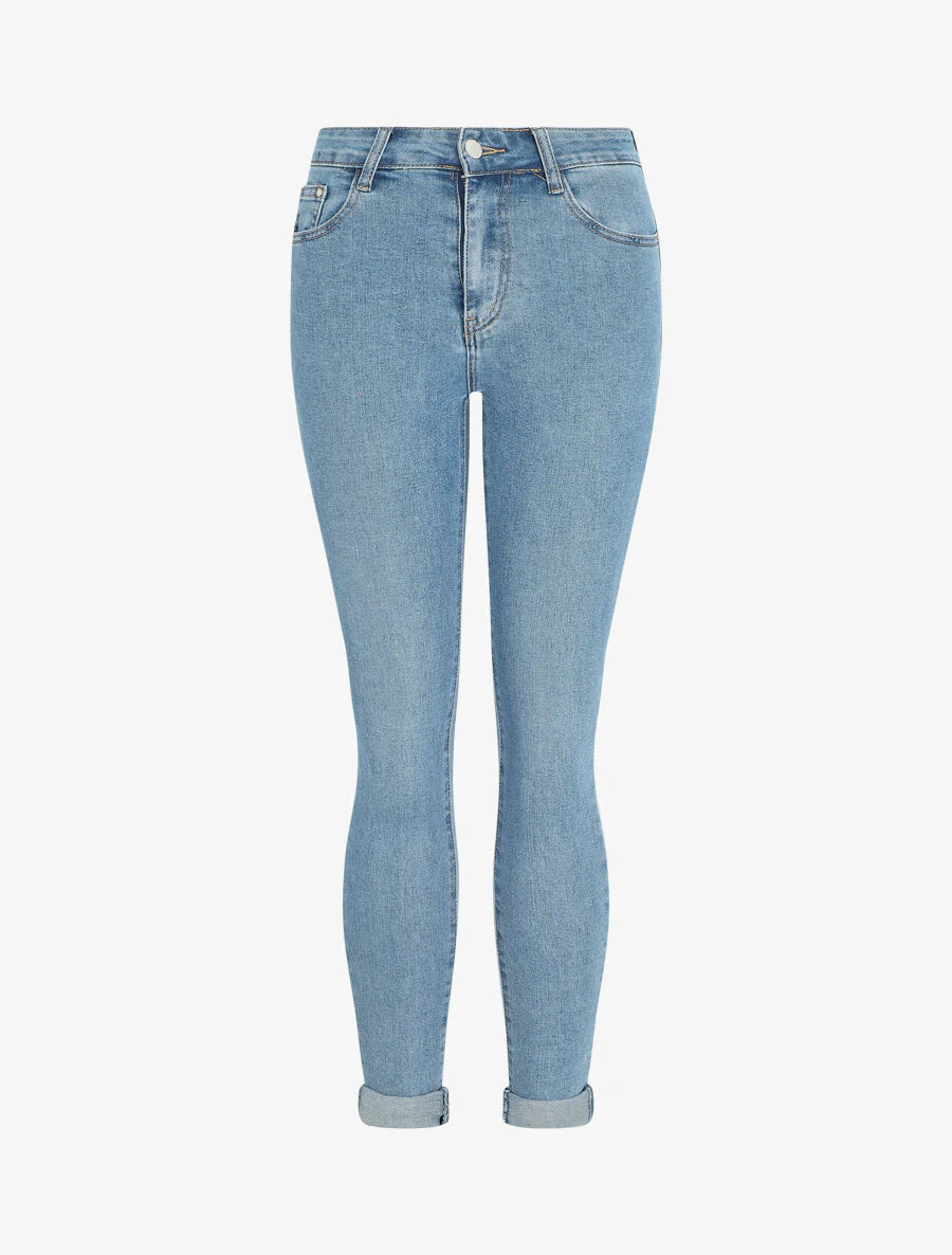 Skinny jeans met hoge taille - Lichtblauw
