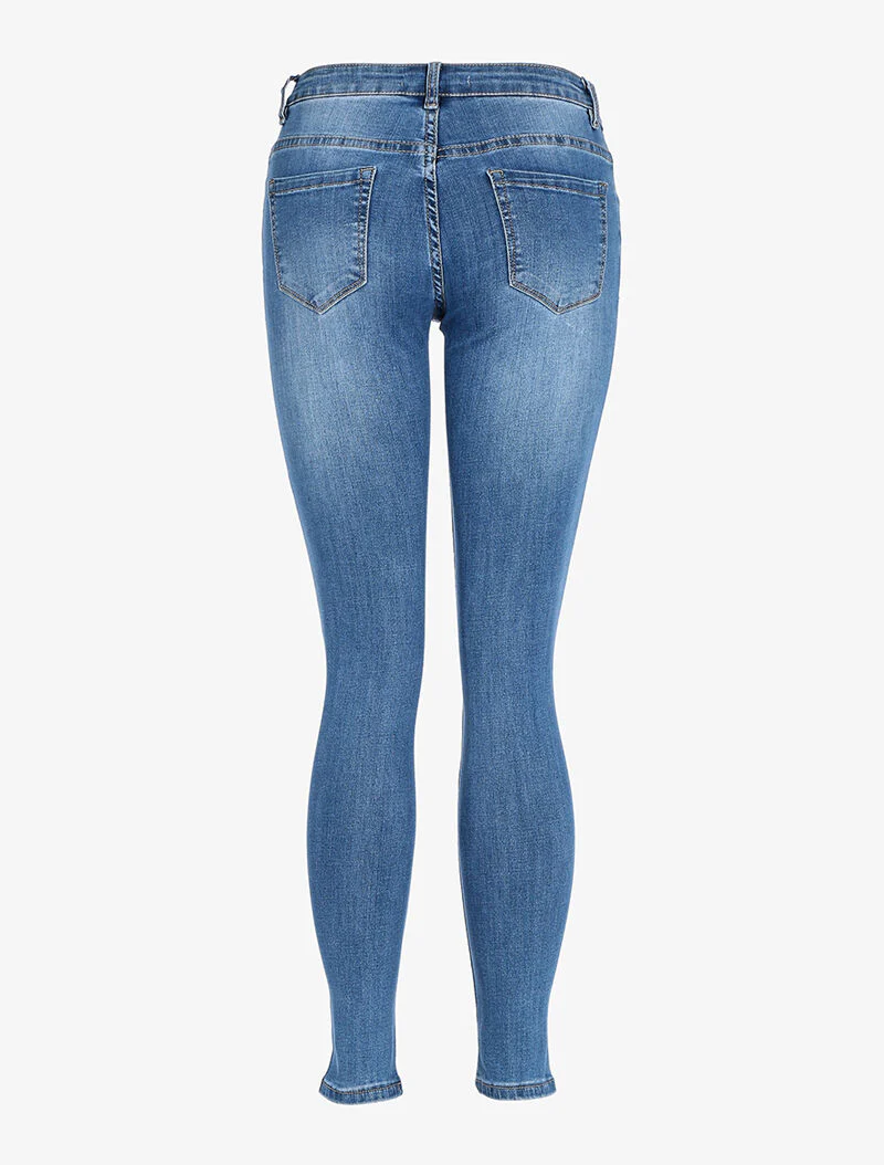 Skinny jeans met inzetstuk - lichtblauw - Image 5