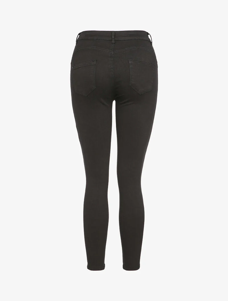 Skinny jeans met knopen - Zwart - Image 2