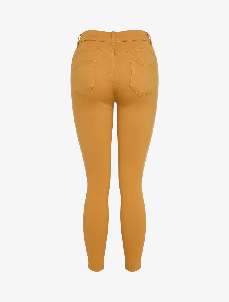 Skinny jeans met knopen - Mosterdkleurig - Image 2