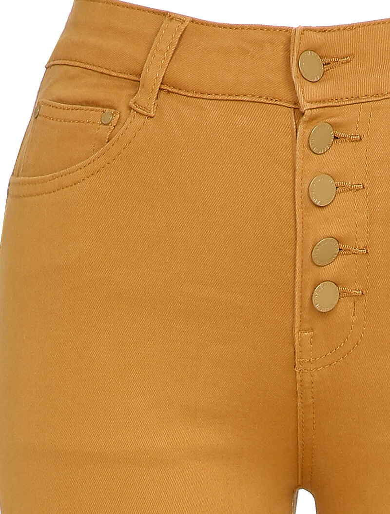 Skinny jeans met knopen - Mosterdkleurig - Image 3