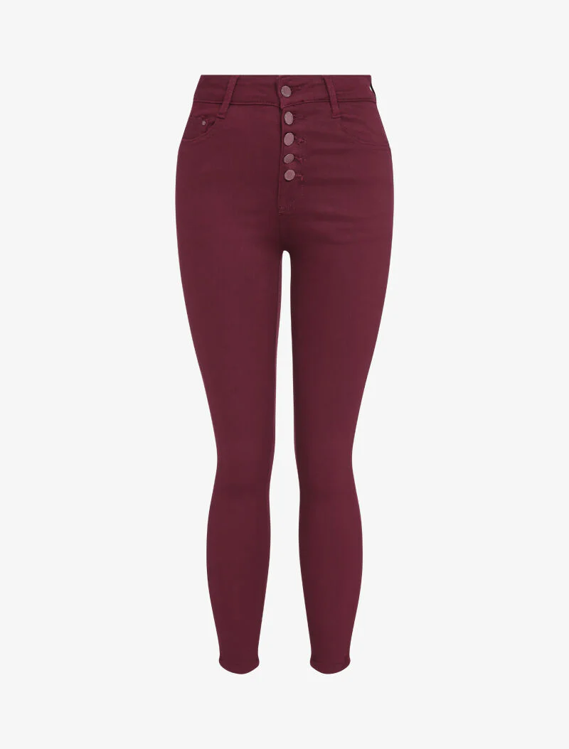 Skinny jeans met knopen - Bordeaux - Image 2