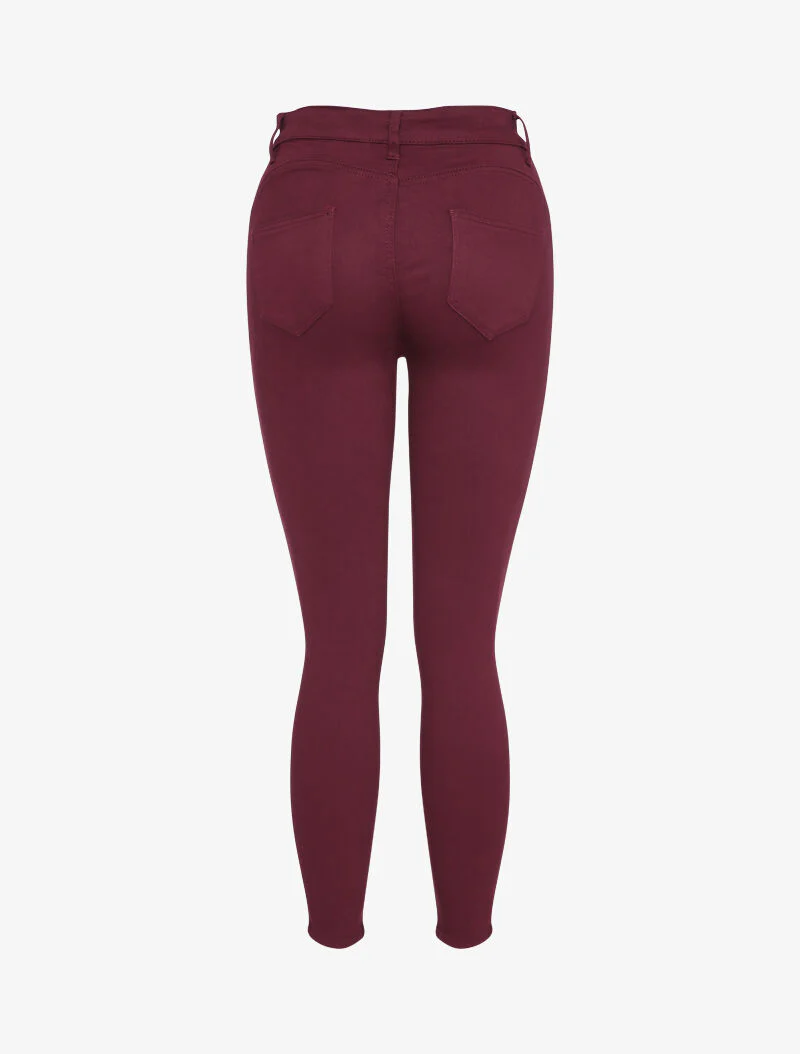 Skinny jeans met knopen - Bordeaux - Image 3