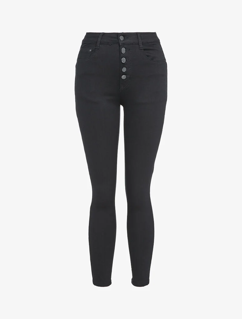 Skinny jeans met knopen - Nachtblauw