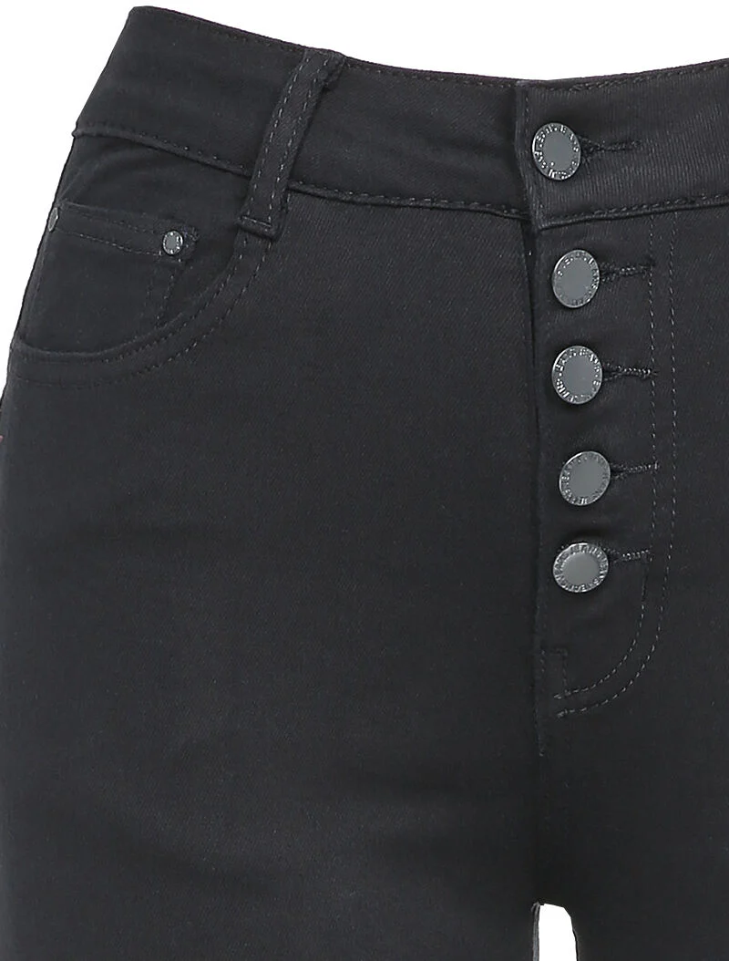Skinny jeans met knopen - Nachtblauw - Image 3