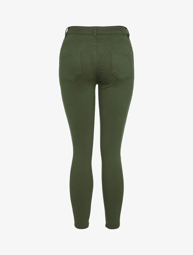 Skinny jeans met knopen - Kakigroen - Image 2