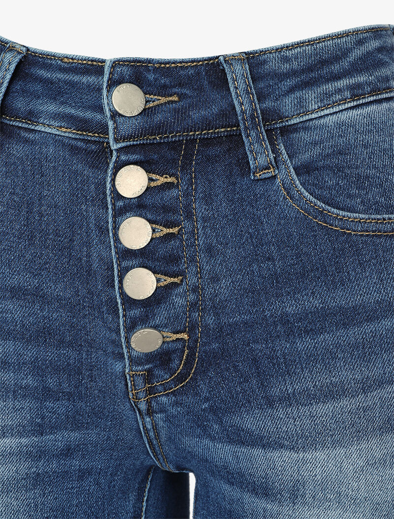 Skinny jeans met knoopsluiting - Blauw denim - Image 3