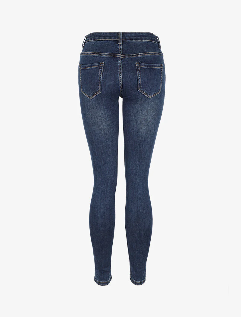 Laag getailleerde gescheurde skinny jeans - Blauw - Image 2