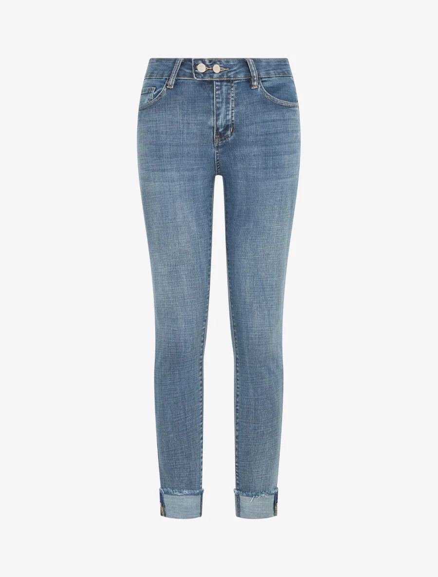 Skinny jeans met omslag - Blauw