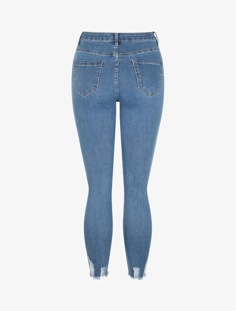 Skinny jeans met rafelige randen - Blauw denim - Image 2