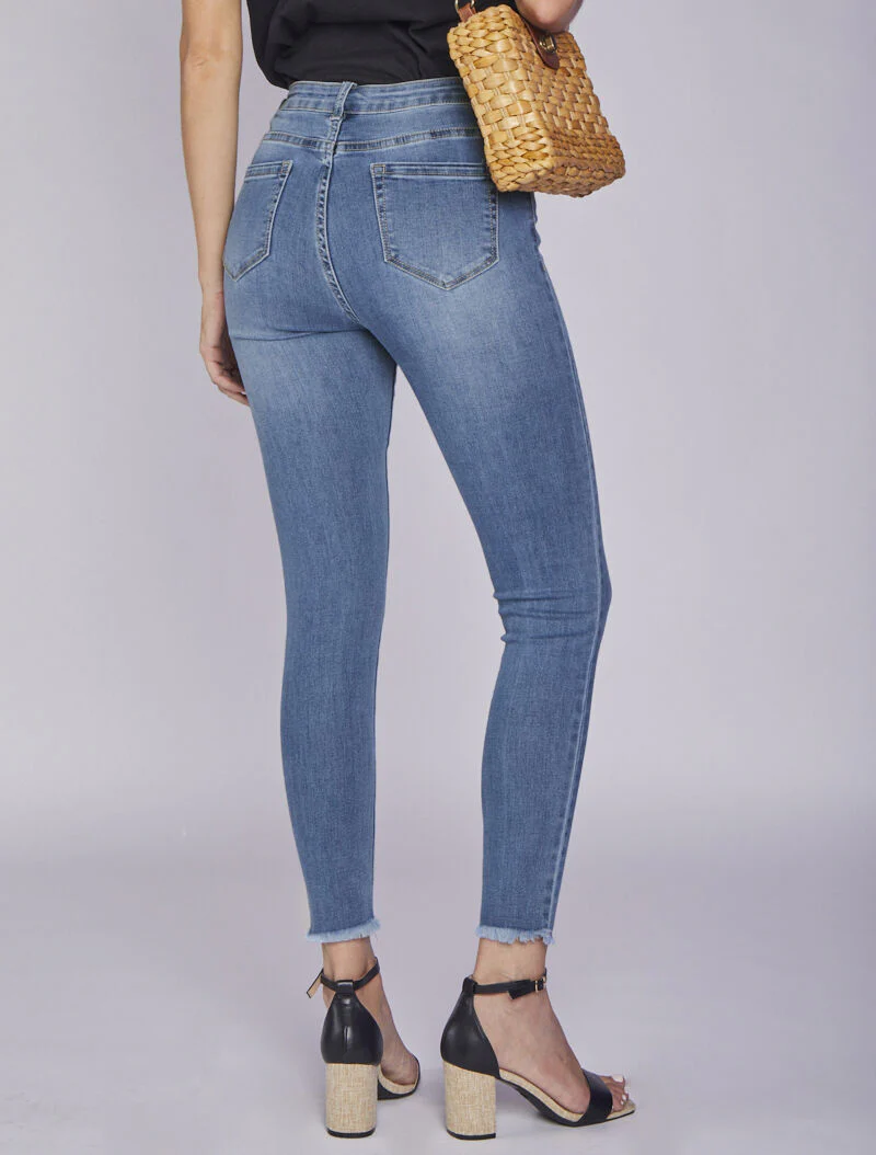 Skinny jeans met rafelige randen - Licht denim - Image 2