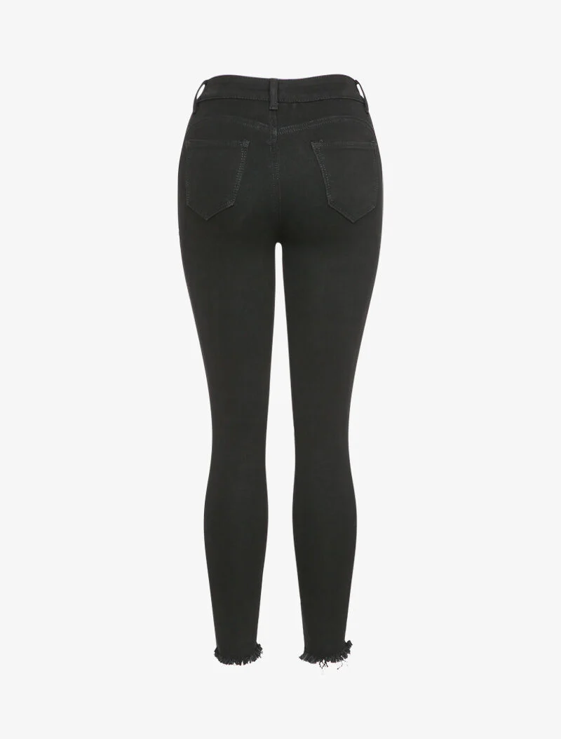 Skinny jeans met rafelige snijranden - Zwart - Image 2