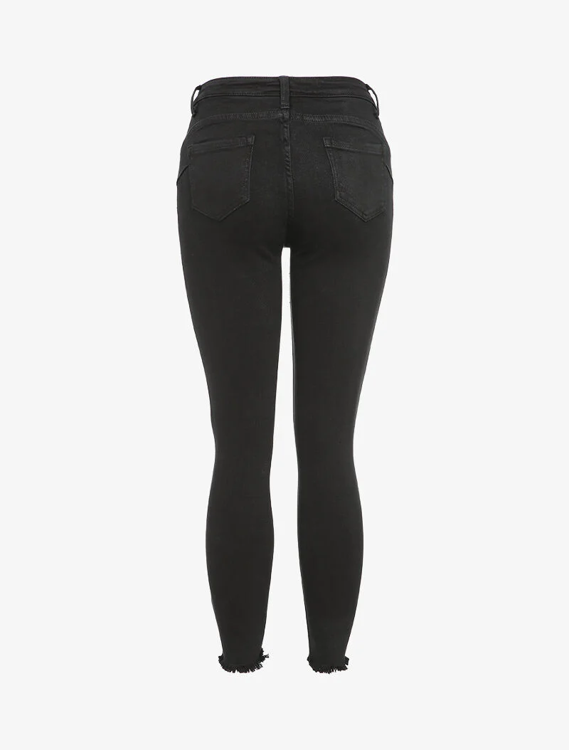 Skinny jeans met ruwe randen - Zwart - Image 2
