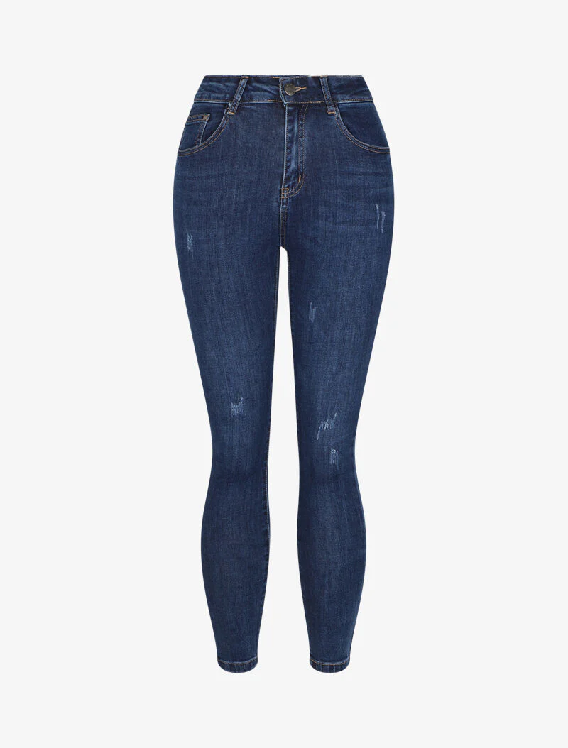 Skinny jeans met scheuren - Blauw denim
