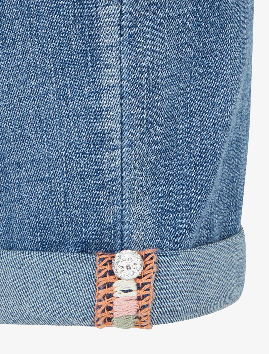 Skinny jeans met sierlijke zoom en riem - Blauw - Image 3