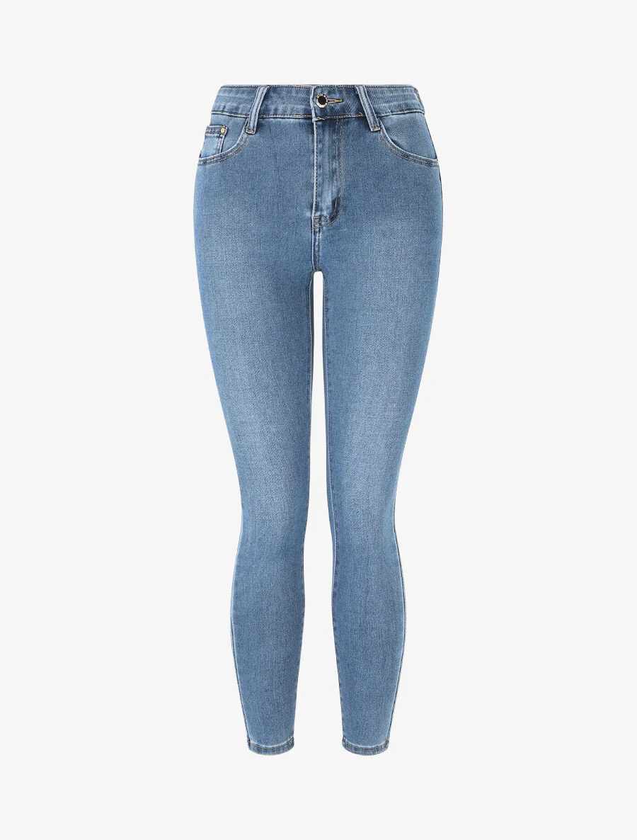 Skinny jeans met standaard taille - blauw
