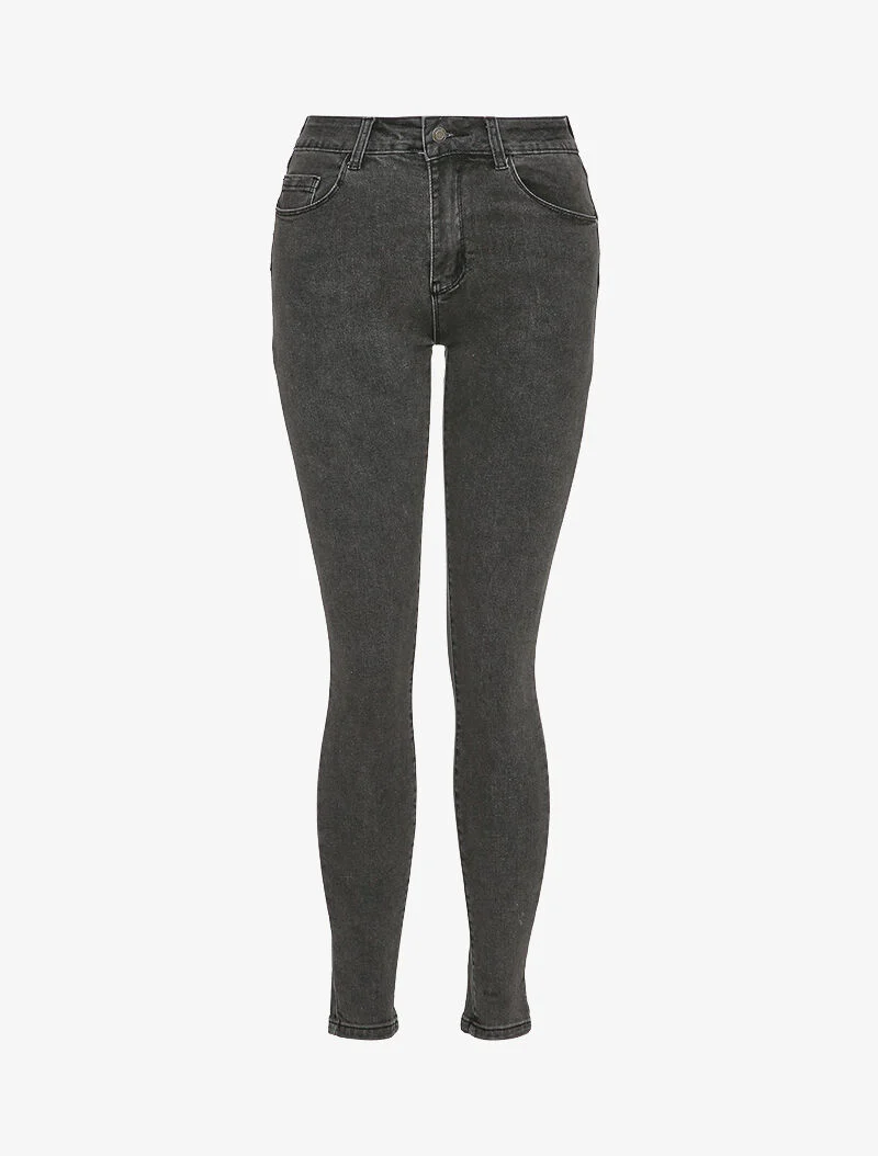 Skinny jeans met standaard taille - Donkergrijs