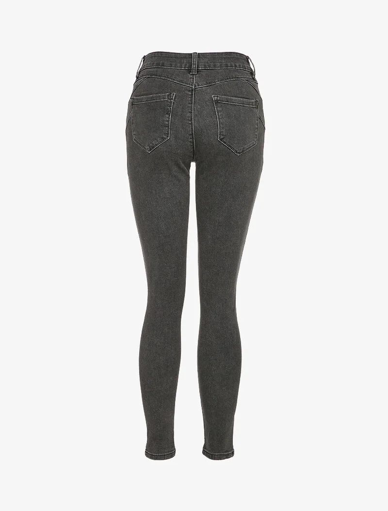 Skinny jeans met standaard taille - Donkergrijs - Image 2