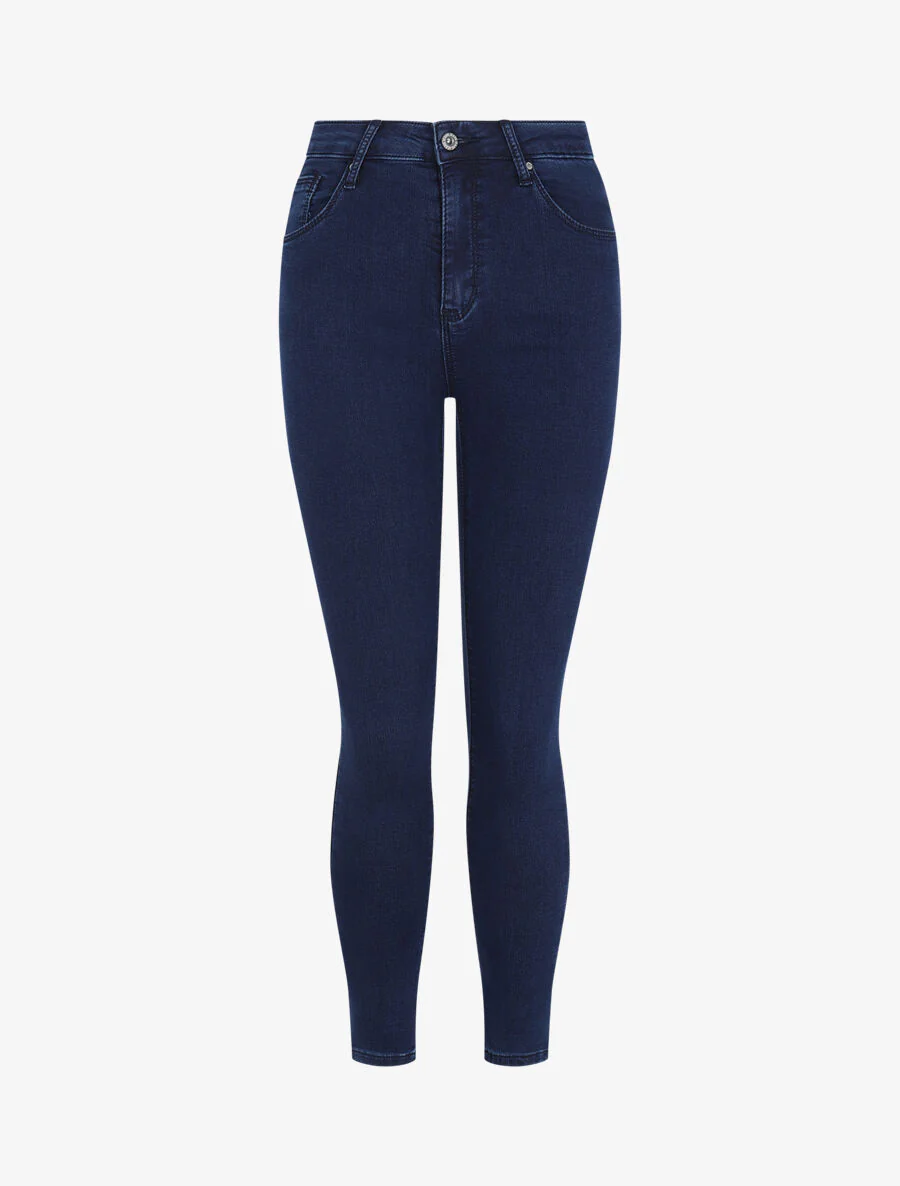 Skinny jeans met standaard taille - Marineblauw