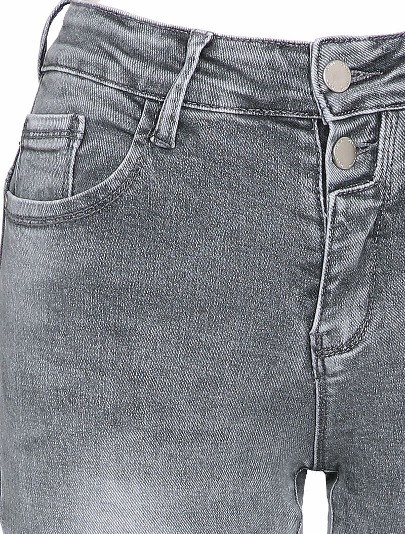 Skinny jeans met standaard taille en gewassen look - Grijs - Image 3