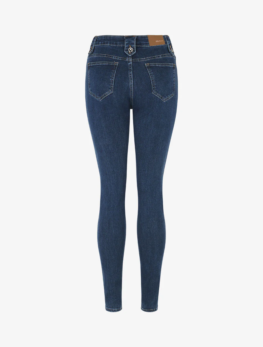 Skinny jeans met stijlvolle riemlussen - blauw - Image 2