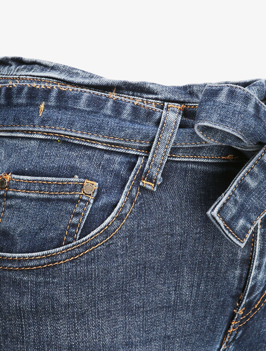 Skinny jeans met strikceintuur - Blauw denim - Image 3