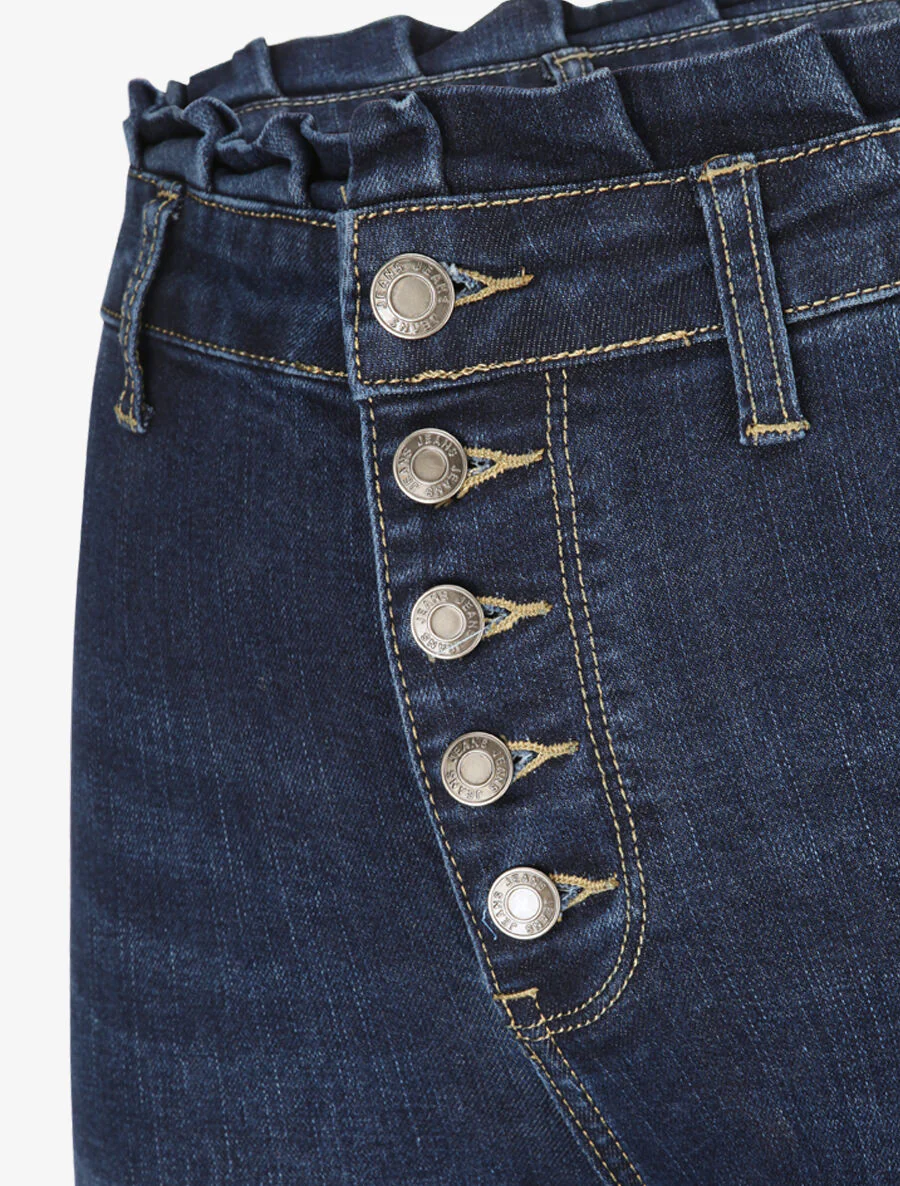 Skinny jeans met volant taille - Blauw denim - Image 3