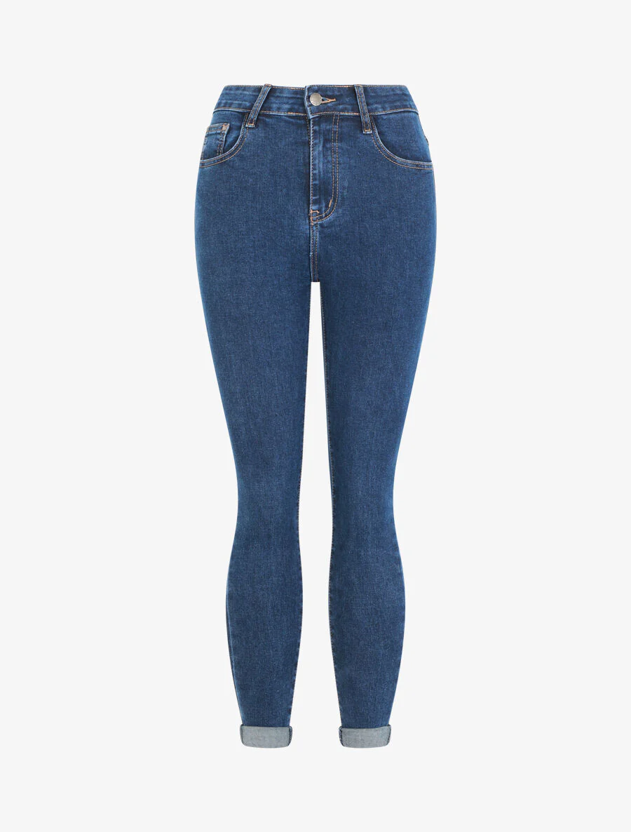 Skinny jeans met zoom - Denim blauw