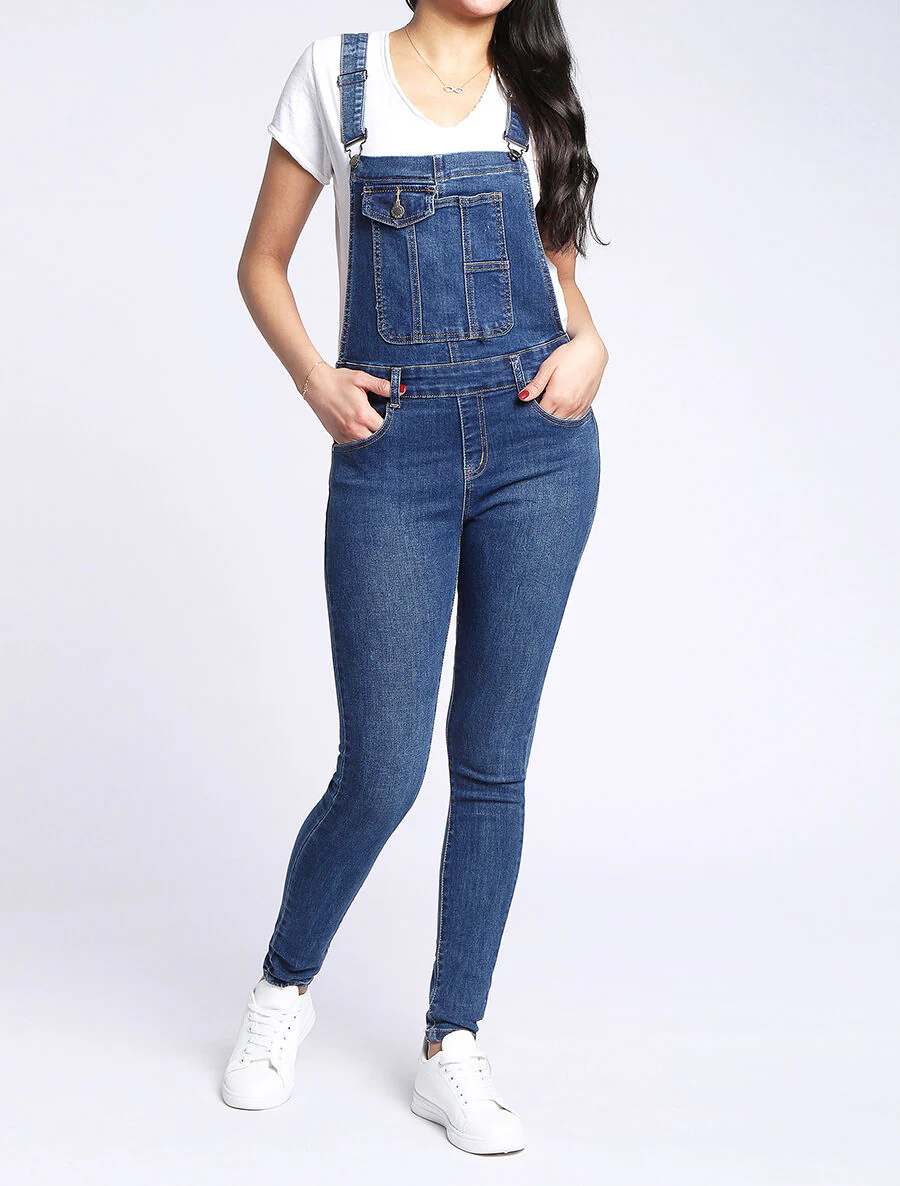 Skinny jeans overall - Blauw