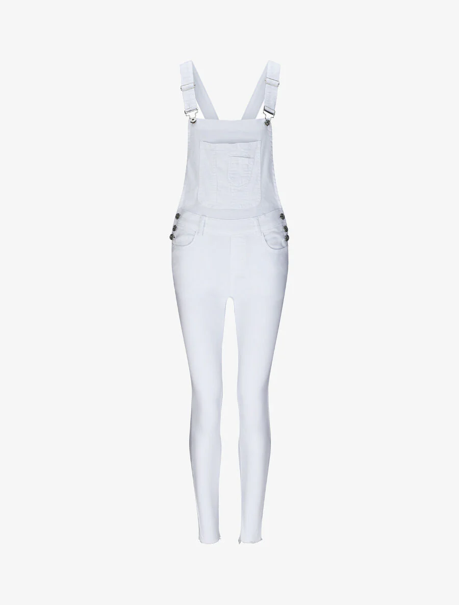 Skinny jeans overall met scherpe zoom - Wit