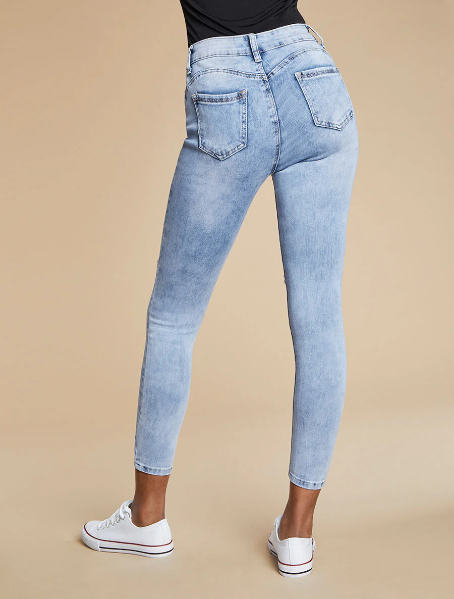 Skinny push up jeans gescheurd - Lichtblauw - Image 2